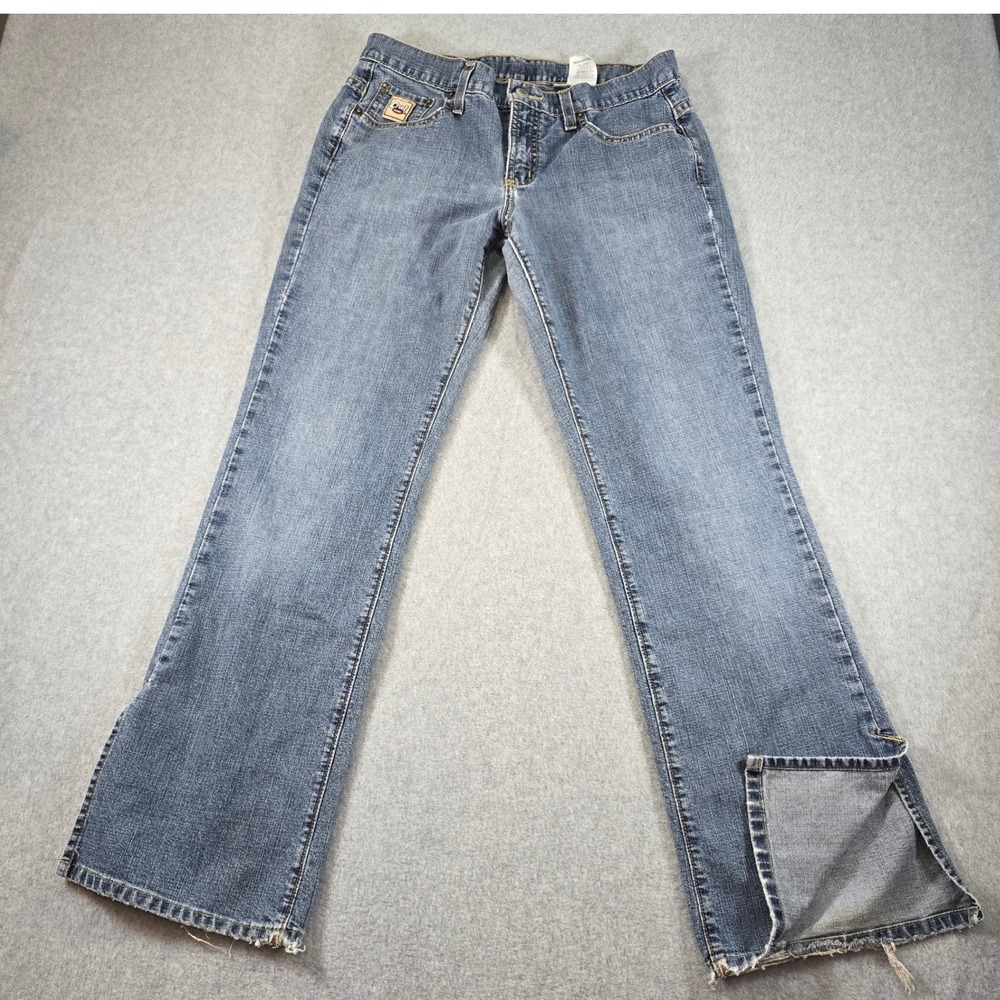 Cruel Girl Womens Bootcut Jeans Blue Medium Wash Slit Hem Distressed Size 9 Reg